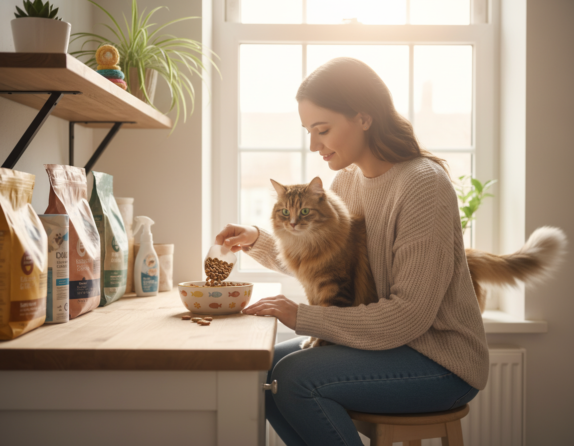 planowanie porannego karmienia kota