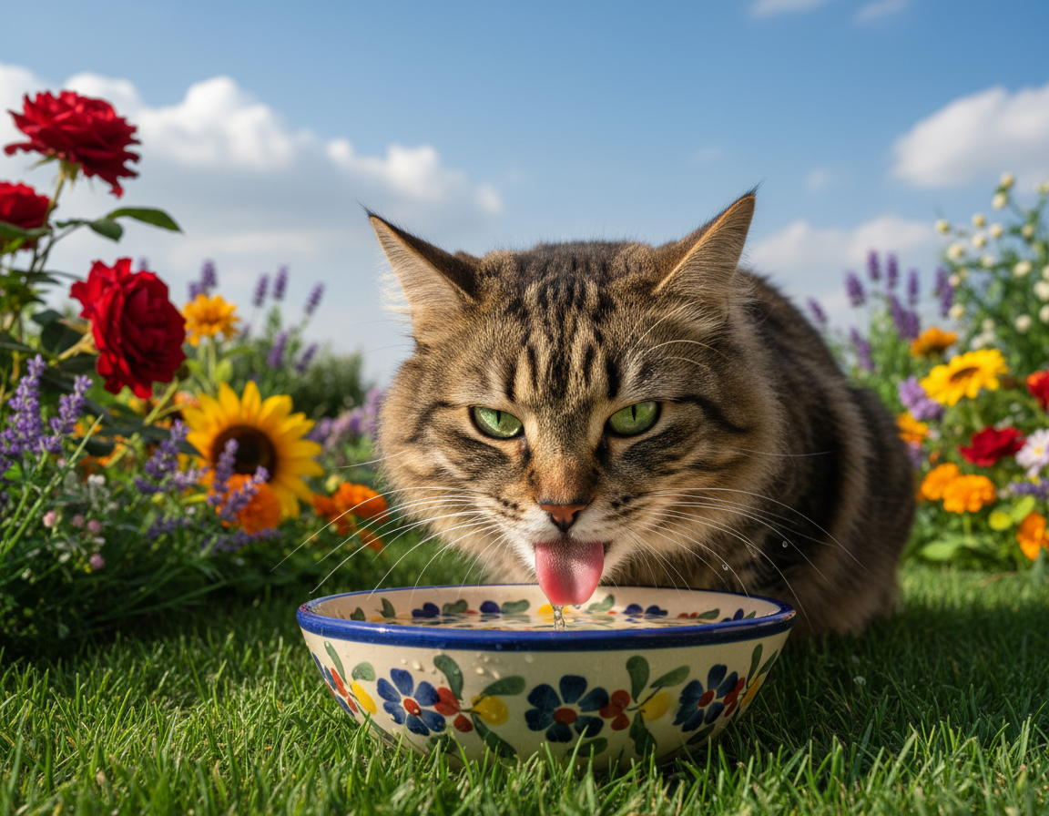 spożycie wody przez kota latem