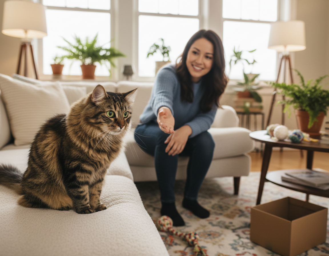 zachowanie kota wobec obcych