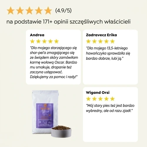 Hipoalergiczna sucha karma dla psów seniorów Oscar z wołowiną 6 Hipoalergiczna sucha karma dla psów seniorów Oscar z wołowiną - obrazek 6